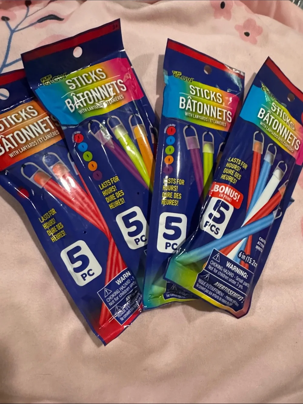 Neon Party Sticks Pack – Red, Yellow, Green, Blue, Purple 4packs Lot